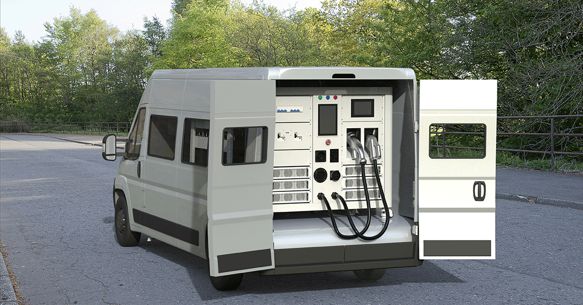 Emergency mobile EV charging system inside view
