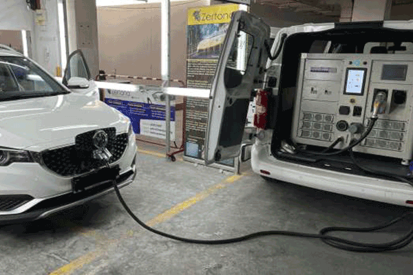 Mobile EV charging system at work